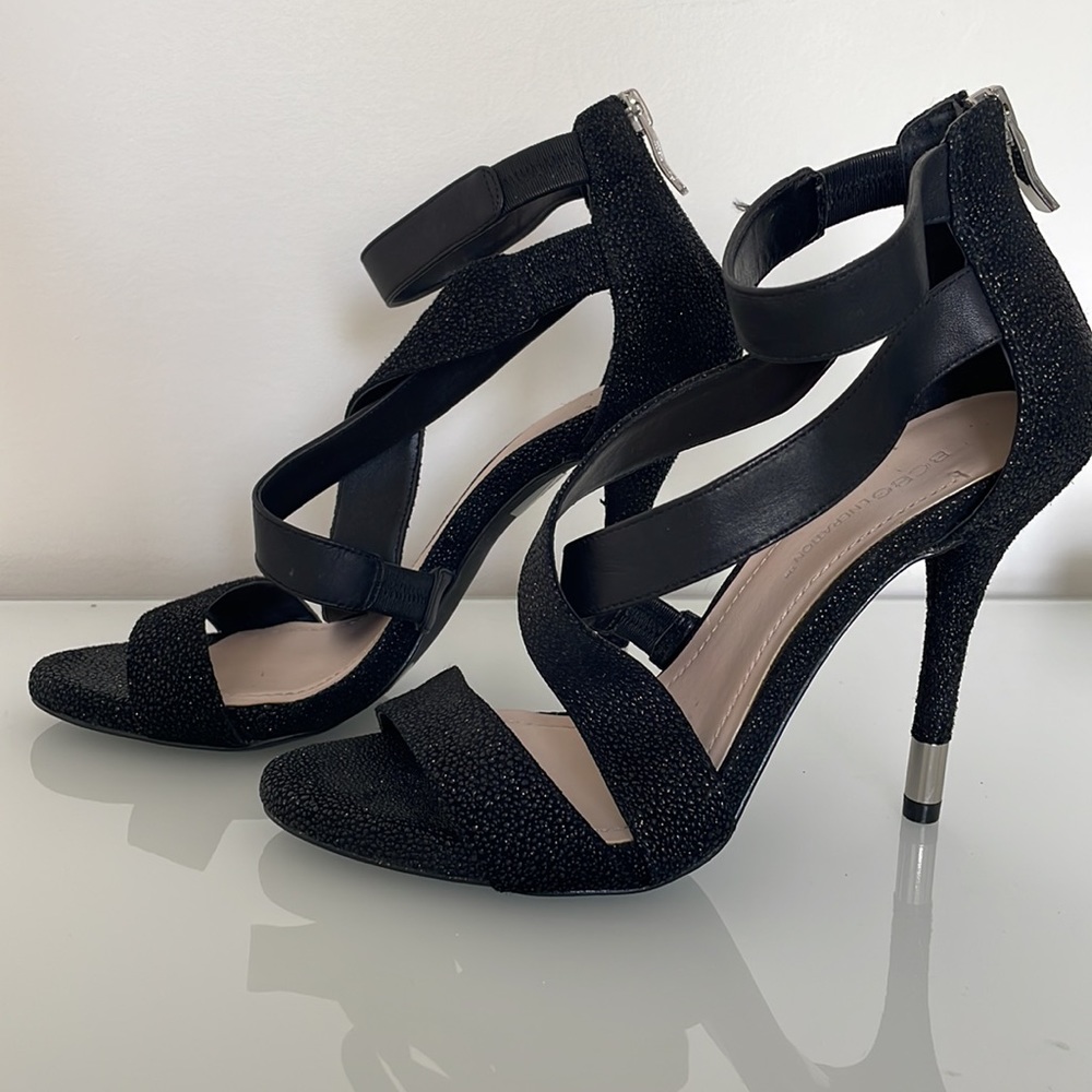 Black Leather & Shimmer Heels